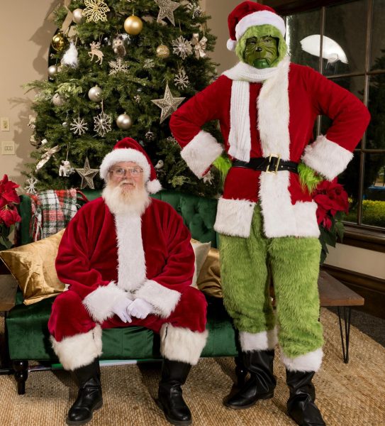 Two popular Christmas movie characters are Santa and the Grinch. 