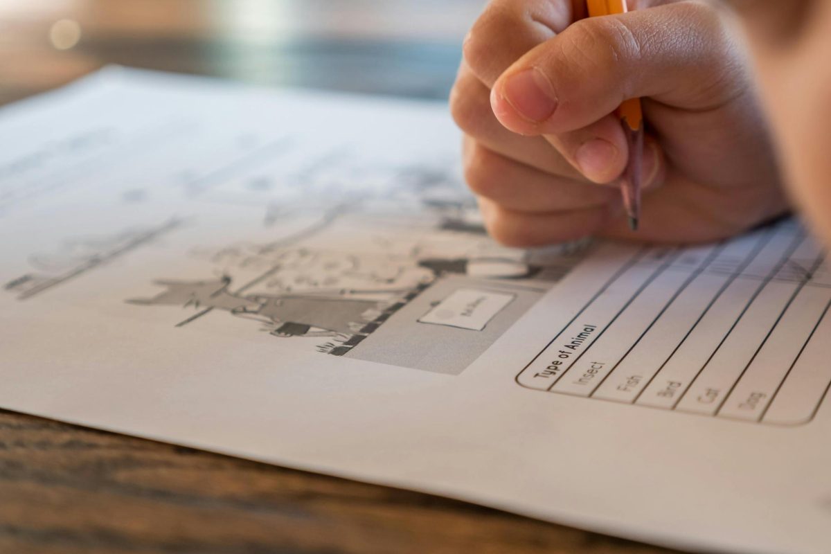 Students work hard to pass the end of semester exam.
