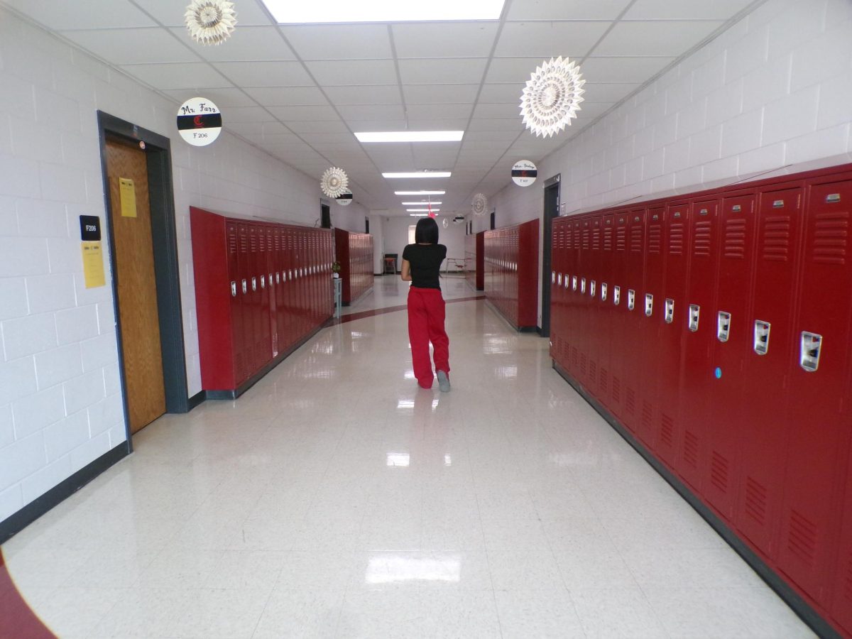Jaiden Lipford loves to share  her school spirit by wearing red.
